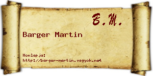 Barger Martin névjegykártya